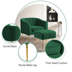 Modern Velvet Barrel Arm Accent Chair with Ottoman