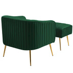 Modern Velvet Barrel Arm Accent Chair with Ottoman