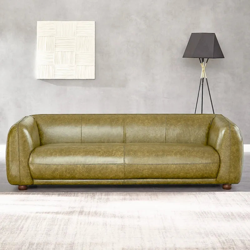 Mayla Mid Century Modern Luxury Italian Leather Couch
