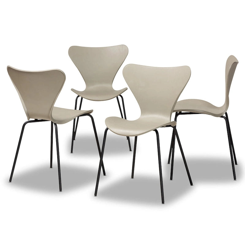Jaden Modern and Contemporary 4-Piece Plastic/Metal Dining Chair Set