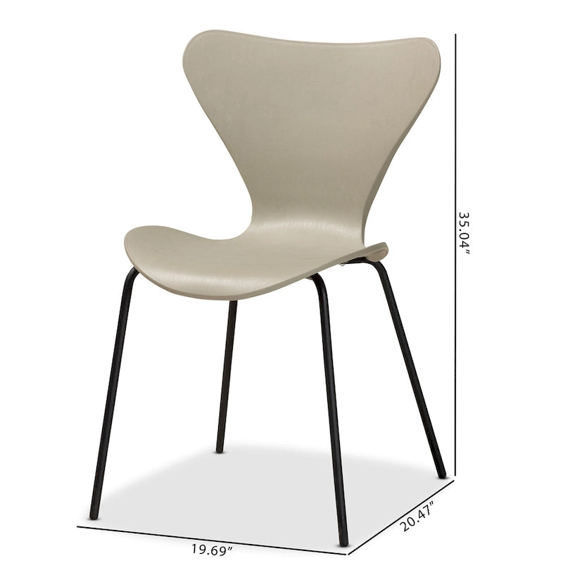 Jaden Modern and Contemporary 4-Piece Plastic/Metal Dining Chair Set