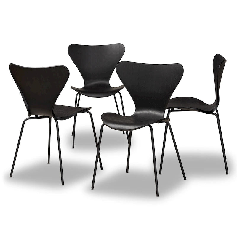 Jaden Modern and Contemporary 4-Piece Plastic/Metal Dining Chair Set