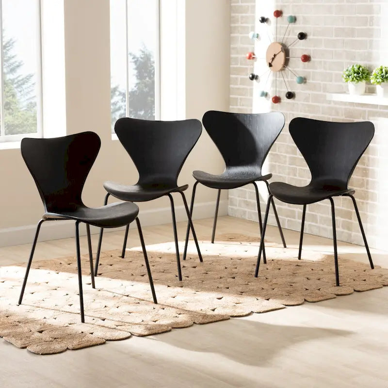 Jaden Modern and Contemporary 4-Piece Plastic/Metal Dining Chair Set
