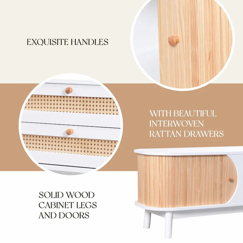 Modern Farmhouse Media Console with Solid Wood Legs