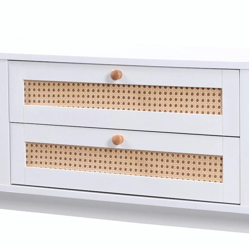 Modern Farmhouse Media Console with Solid Wood Legs