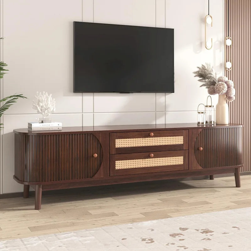 Modern Farmhouse Media Console with Solid Wood Legs