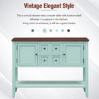 Vintage Console Table with 4 Drawers and Bottom Shelf