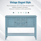 Vintage Console Table with 4 Drawers and Bottom Shelf