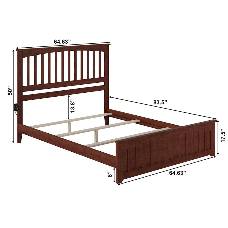 Mission Queen Foundation Bed Frame with Matching Footboard in Walnut