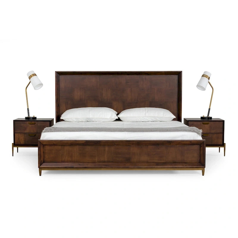 Modrest Shane Modern Acacia & Brass Bed