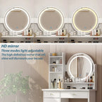 Timechee 31.5  Wide Makeup Vanity Set with Stool, Mirror,3 Color Light - 31.5 W