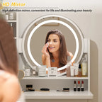 Timechee 31.5  Wide Makeup Vanity Set with Stool, Mirror,3 Color Light - 31.5 W