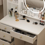 Timechee 31.5  Wide Makeup Vanity Set with Stool, Mirror,3 Color Light - 31.5 W