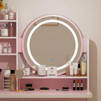 Timechee 31.5  Wide Makeup Vanity Set with Stool, Mirror,3 Color Light - 31.5 W