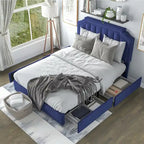 Furniture of America Chapla Art Deco Upholstered 4-drawer Platform Storage Bed