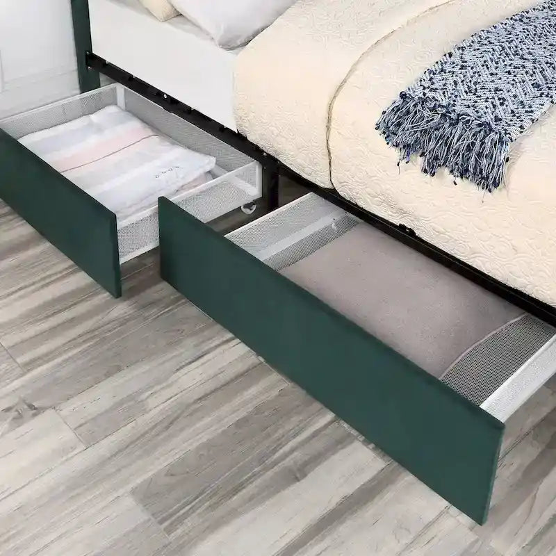 Furniture of America Chapla Art Deco Upholstered 4-drawer Platform Storage Bed