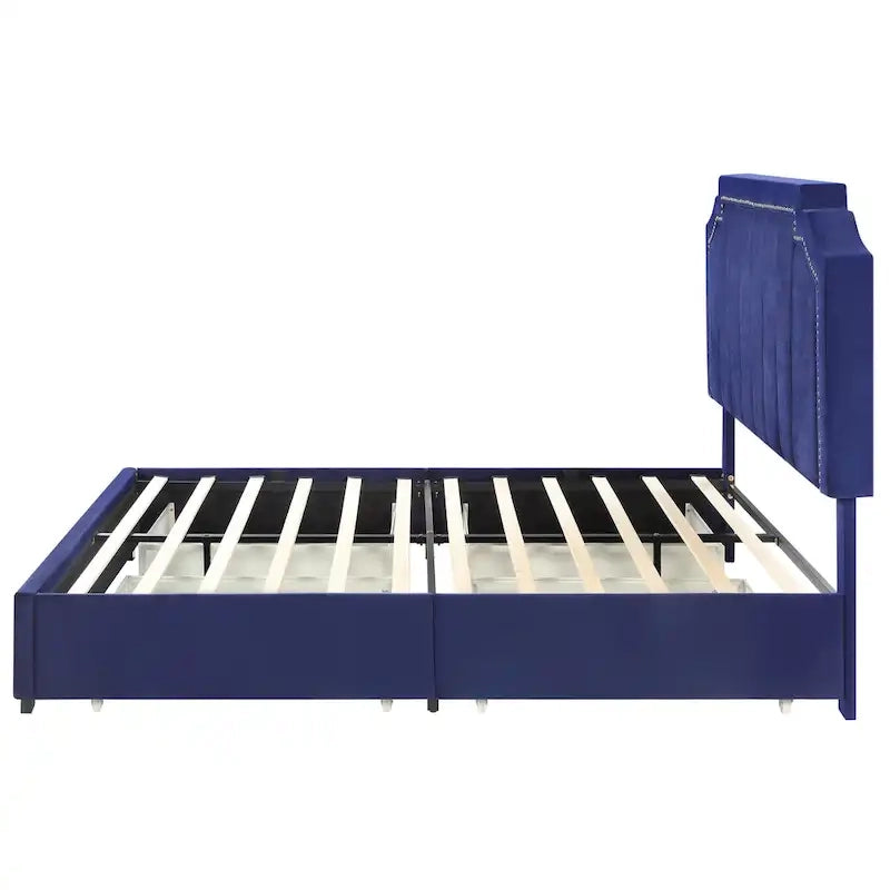 Furniture of America Chapla Art Deco Upholstered 4-drawer Platform Storage Bed