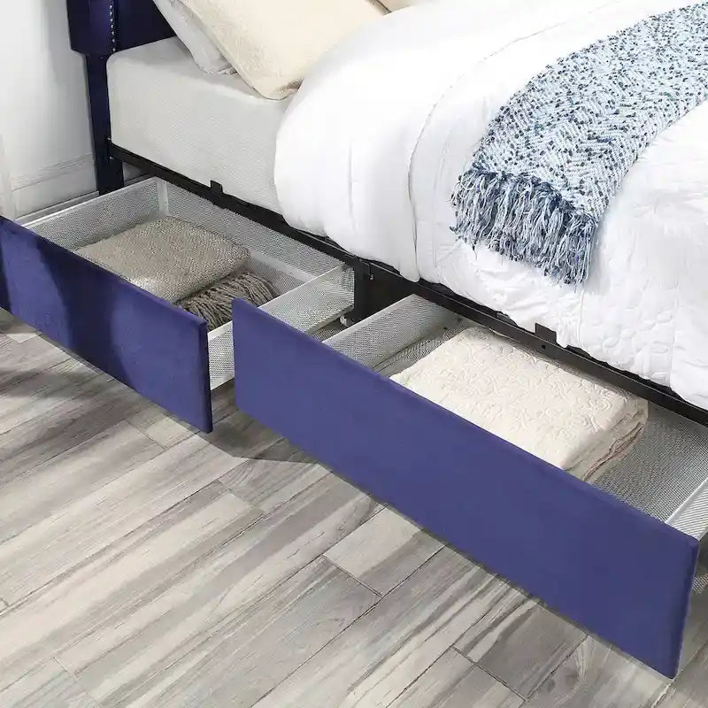 Furniture of America Chapla Art Deco Upholstered 4-drawer Platform Storage Bed