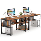 78.7  Two Person Desk, Double Desk with Bookshelf