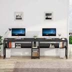 78.7  Two Person Desk, Double Desk with Bookshelf