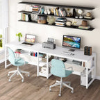 78.7  Two Person Desk, Double Desk with Bookshelf