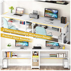 78.7  Two Person Desk, Double Desk with Bookshelf