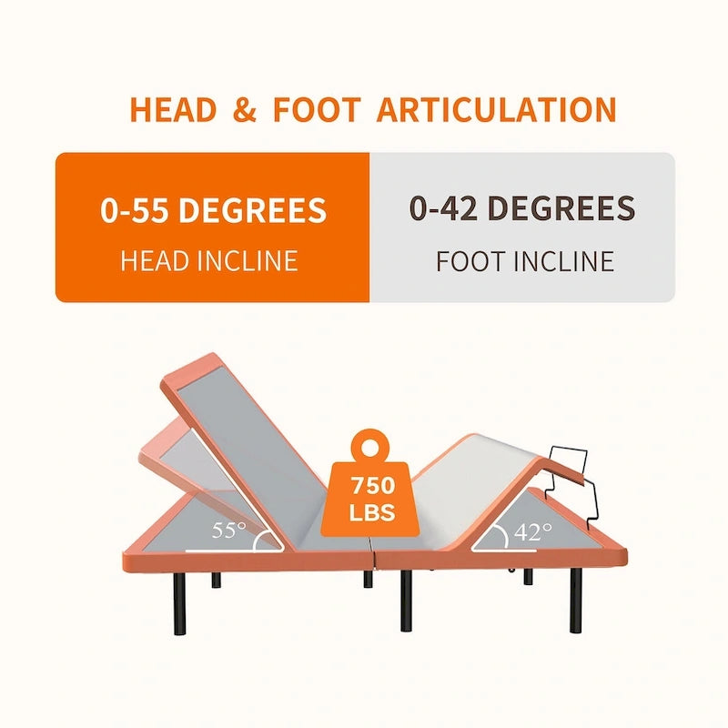 ESHINE Adjustable Bed Frame - 12 inch Hybrid Memory Foam Mattress 3000 Series