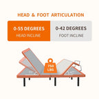 ESHINE Adjustable Bed Frame - 12 inch Hybrid Memory Foam Mattress 3000 Series