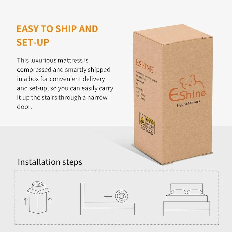 ESHINE Adjustable Bed Frame - 12 inch Hybrid Memory Foam Mattress 3000 Series