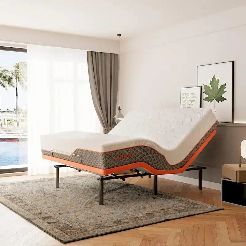 ESHINE Adjustable Bed Frame - 12 inch Hybrid Memory Foam Mattress 3000 Series