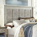 Heartland Antique White Tobacco Queen Decorative Panel Headboard