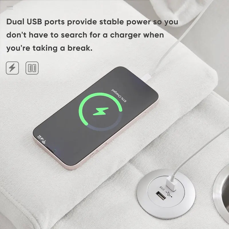 [VIDEO provided][New]123*55  Modern U-shaped Sofa with Console,Cupholders and USB Ports,6-seat Upholstered Symmetrical Indoor Fu