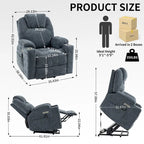 Okin motor Up to 350 LBS Chenille Power Lift Recliner Chair, Heavy Duty Motion Mechanism with 8-Point Vibration Massage and Lumb