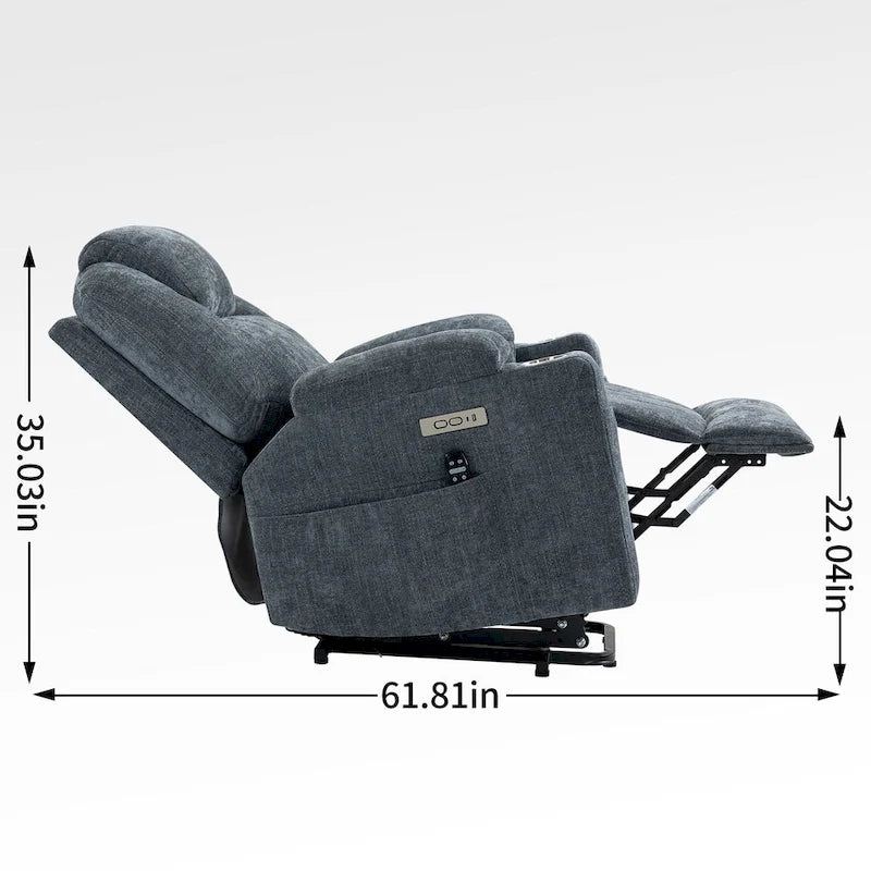 Okin motor Up to 350 LBS Chenille Power Lift Recliner Chair, Heavy Duty Motion Mechanism with 8-Point Vibration Massage and Lumb