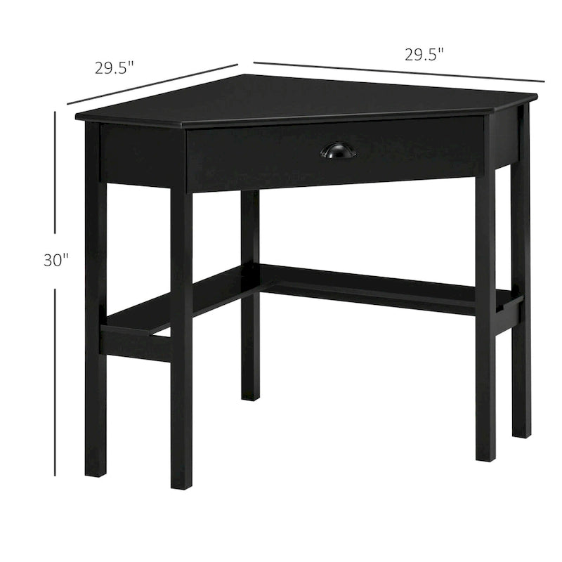 HOMCOM Corner Desk, Triangle Computer Desk with Drawer and Storage Shelves for Small Space