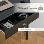 HOMCOM Corner Desk, Triangle Computer Desk with Drawer and Storage Shelves for Small Space