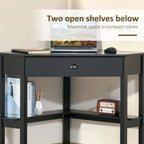 HOMCOM Corner Desk, Triangle Computer Desk with Drawer and Storage Shelves for Small Space