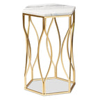 Kalena Modern and Contemporary Metal End Table with Real Marble Top