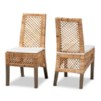 Argos Modern Bohemian Natural Brown Rattan 2-Piece Dining Chair Set