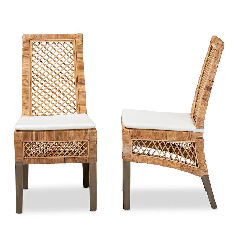 Argos Modern Bohemian Natural Brown Rattan 2-Piece Dining Chair Set