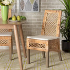 Argos Modern Bohemian Natural Brown Rattan 2-Piece Dining Chair Set