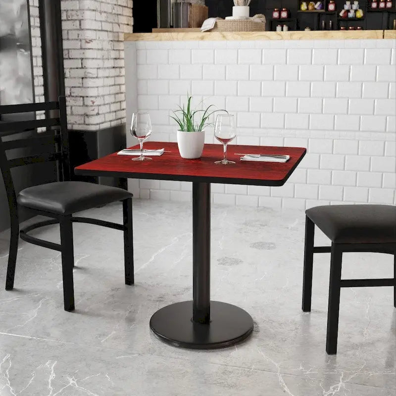 30  Square Laminate Table Top with 18  Round Table Height Base - 30 W x 30 D x 31.125 H - 30 W x 30 D x 31.125 H