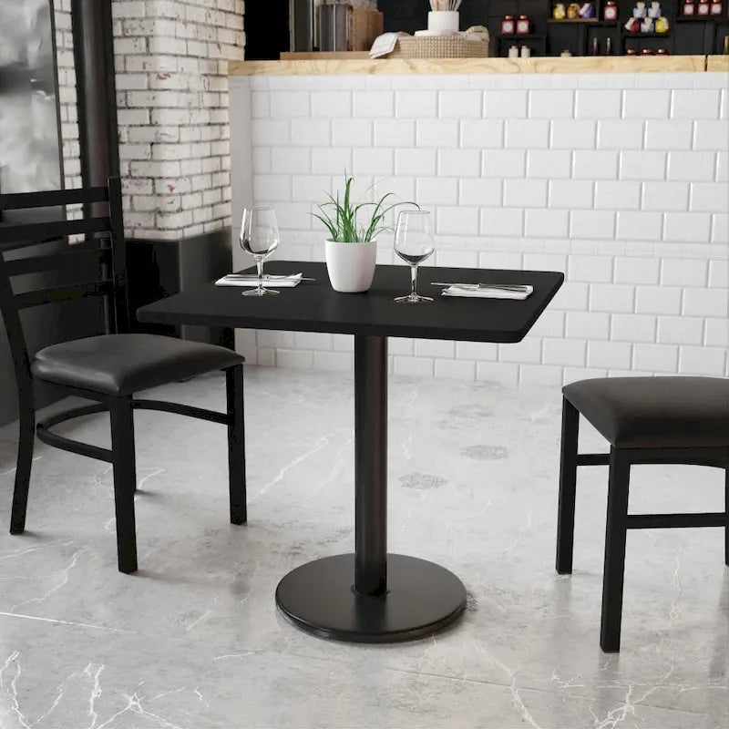 30  Square Laminate Table Top with 18  Round Table Height Base - 30 W x 30 D x 31.125 H - 30 W x 30 D x 31.125 H