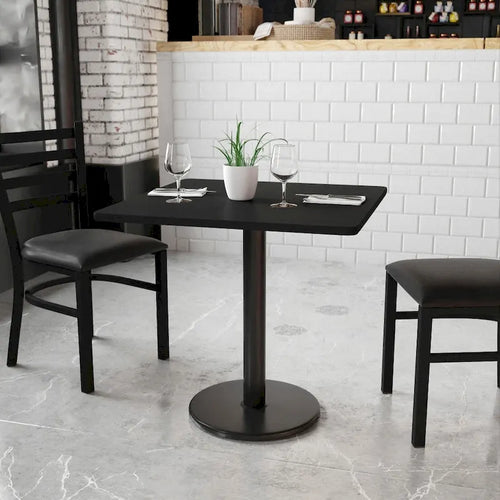 30  Square Laminate Table Top with 18  Round Table Height Base - 30 W x 30 D x 31.125 H - 30 W x 30 D x 31.125 H