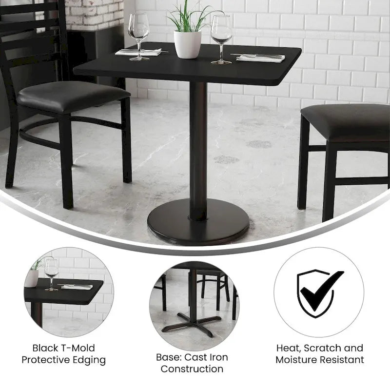 30  Square Laminate Table Top with 18  Round Table Height Base - 30 W x 30 D x 31.125 H - 30 W x 30 D x 31.125 H