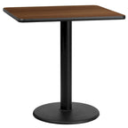 30  Square Laminate Table Top with 18  Round Table Height Base - 30 W x 30 D x 31.125 H - 30 W x 30 D x 31.125 H