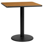 30  Square Laminate Table Top with 18  Round Table Height Base - 30 W x 30 D x 31.125 H - 30 W x 30 D x 31.125 H