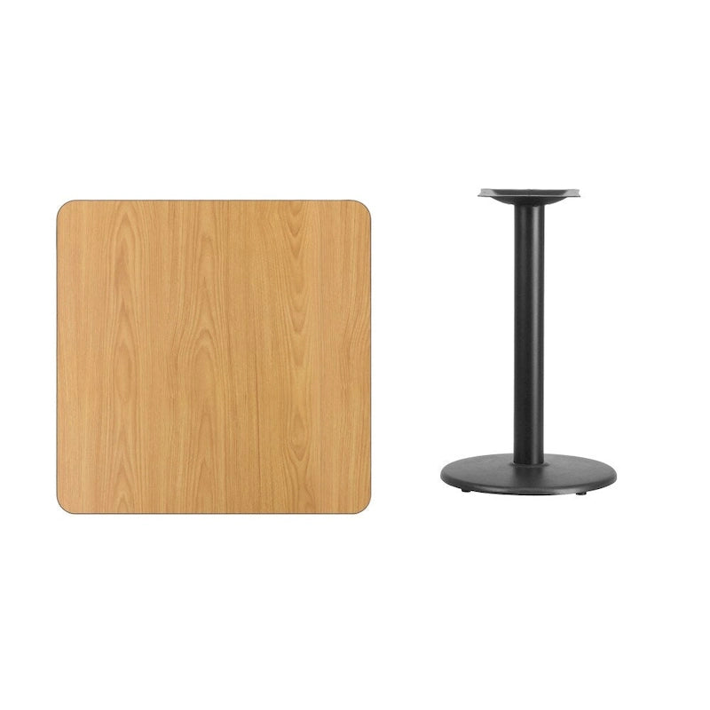 30  Square Laminate Table Top with 18  Round Table Height Base - 30 W x 30 D x 31.125 H - 30 W x 30 D x 31.125 H