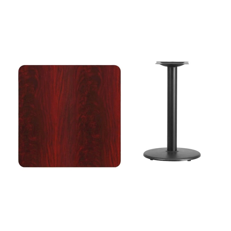 30  Square Laminate Table Top with 18  Round Table Height Base - 30 W x 30 D x 31.125 H - 30 W x 30 D x 31.125 H