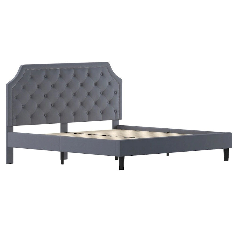 Arched Tufted Upholstered Platform Bed